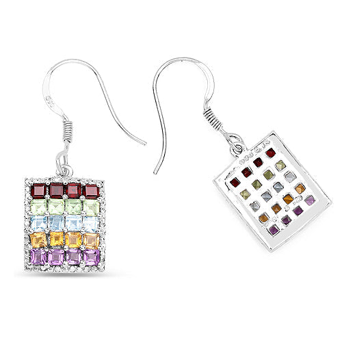 4.32 Carat Genuine Multi-Stone .925 Sterling Silver Earrings