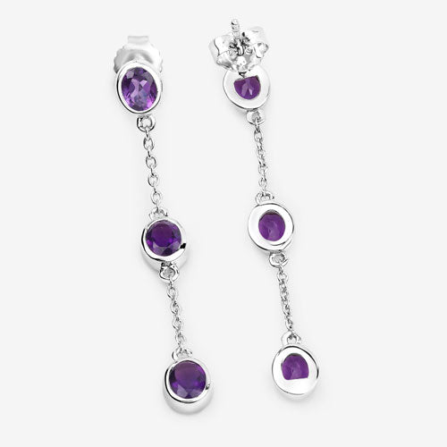 Boucles d'oreilles en argent sterling .925 avec améthystes véritables de 2,04 carats