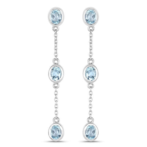 2.16 Carat Genuine Blue Topaz Sterling Silver Earrings
