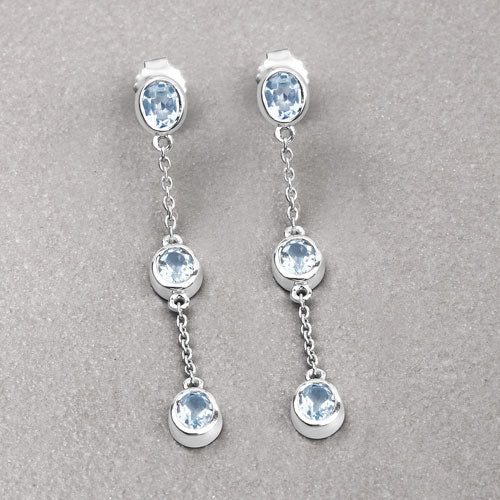 2.16 Carat Genuine Blue Topaz Sterling Silver Earrings