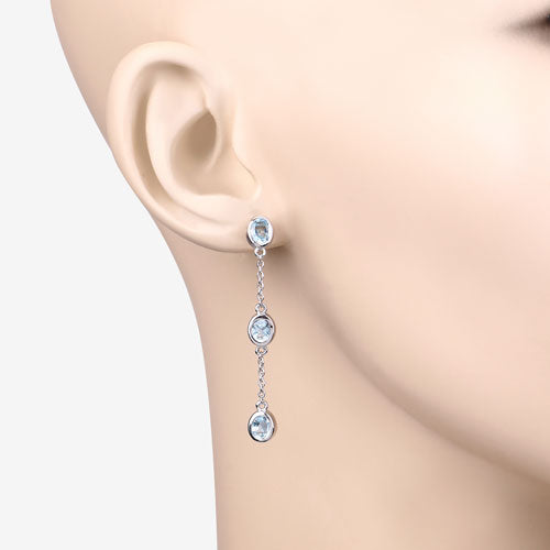 2.16 Carat Genuine Blue Topaz Sterling Silver Earrings