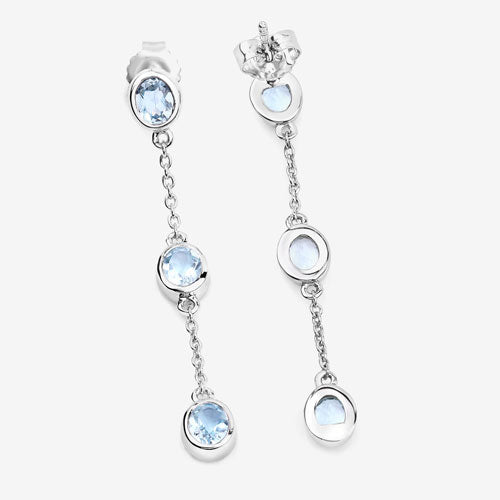 2.16 Carat Genuine Blue Topaz Sterling Silver Earrings