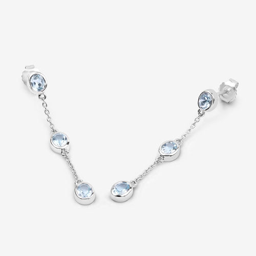 2.16 Carat Genuine Blue Topaz Sterling Silver Earrings