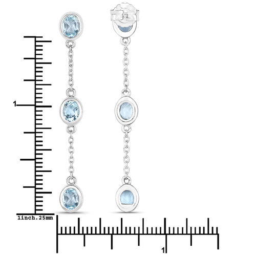 2.16 Carat Genuine Blue Topaz Sterling Silver Earrings