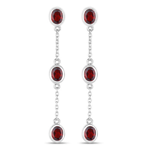 2.70 Carat Genuine Garnet Sterling Silver Earrings