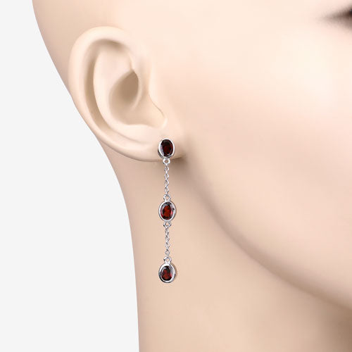 2.70 Carat Genuine Garnet Sterling Silver Earrings