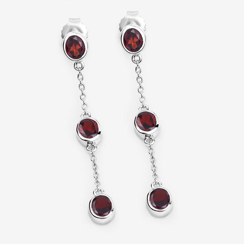 2.70 Carat Genuine Garnet Sterling Silver Earrings