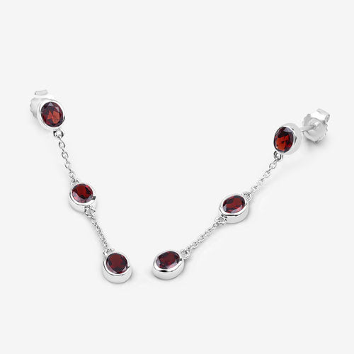 2.70 Carat Genuine Garnet Sterling Silver Earrings