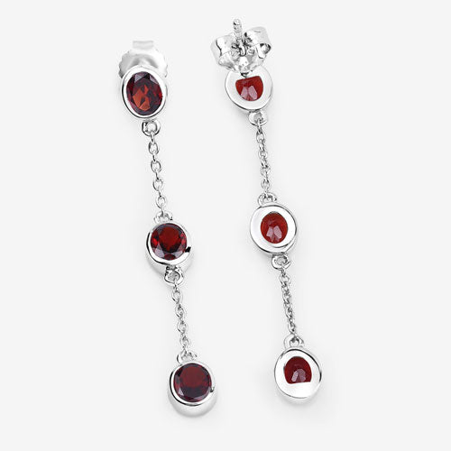 2.70 Carat Genuine Garnet Sterling Silver Earrings