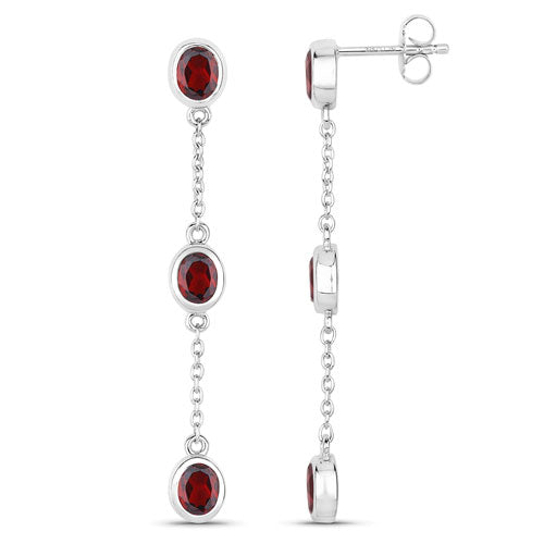 2.70 Carat Genuine Garnet Sterling Silver Earrings