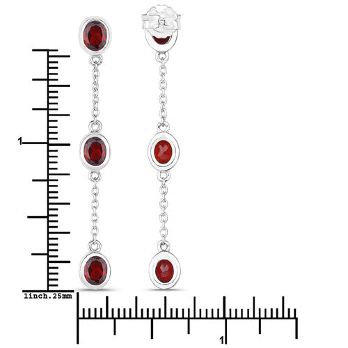 2.70 Carat Genuine Garnet Sterling Silver Earrings