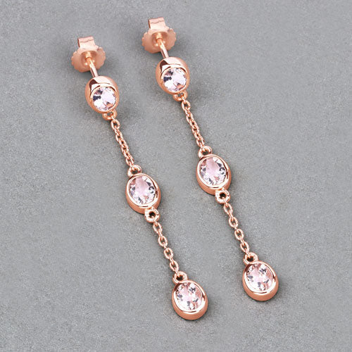 Boucles d'oreilles en morganite véritable de 1,62 carat en argent sterling .925
