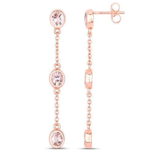Boucles d'oreilles en morganite véritable de 1,62 carat en argent sterling .925