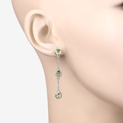 Pendientes de Peridoto Genuino de 2.10 Quilates en Plata Esterlina .925