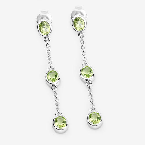 Pendientes de Peridoto Genuino de 2.10 Quilates en Plata Esterlina .925
