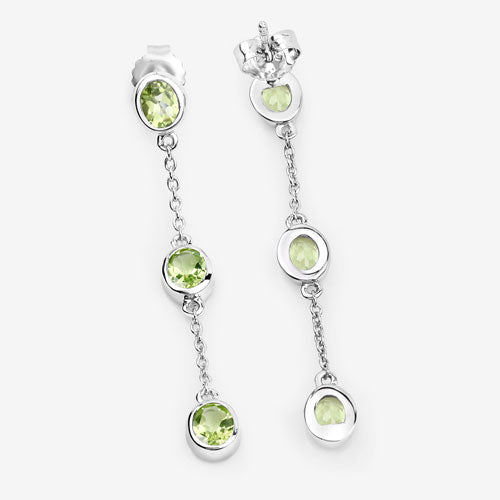 Pendientes de Peridoto Genuino de 2.10 Quilates en Plata Esterlina .925