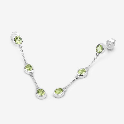 Pendientes de Peridoto Genuino de 2.10 Quilates en Plata Esterlina .925