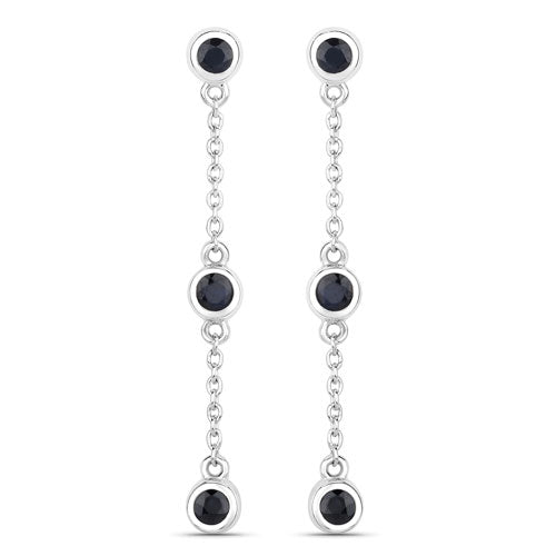 Pendientes de plata esterlina con zafiro azul genuino de 0.66 quilates