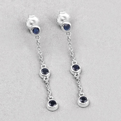 Pendientes de plata esterlina con zafiro azul genuino de 0.66 quilates