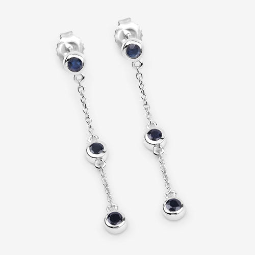 Pendientes de plata esterlina con zafiro azul genuino de 0.66 quilates