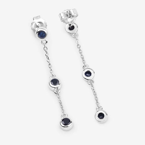 Pendientes de plata esterlina con zafiro azul genuino de 0.66 quilates
