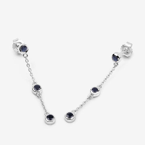 Pendientes de plata esterlina con zafiro azul genuino de 0.66 quilates