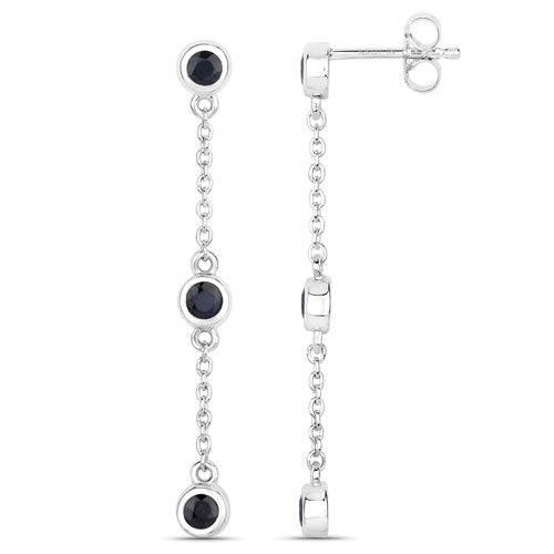 Pendientes de plata esterlina con zafiro azul genuino de 0.66 quilates