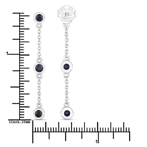 Pendientes de plata esterlina con zafiro azul genuino de 0.66 quilates