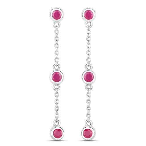 Boucles d'oreilles en argent sterling avec rubis véritable de 0,78 carat