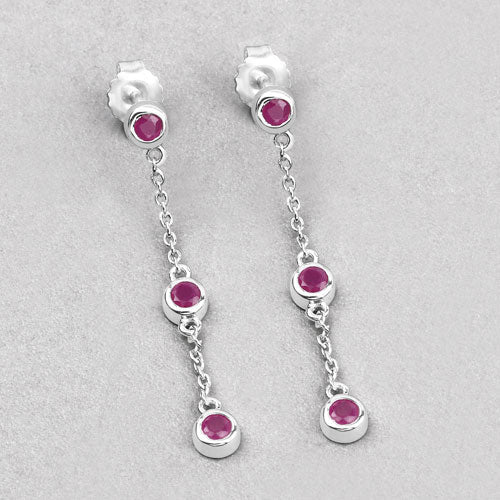 Boucles d'oreilles en argent sterling avec rubis véritable de 0,78 carat