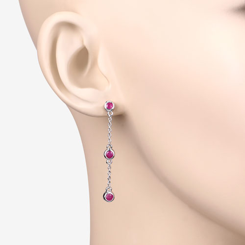Boucles d'oreilles en argent sterling avec rubis véritable de 0,78 carat