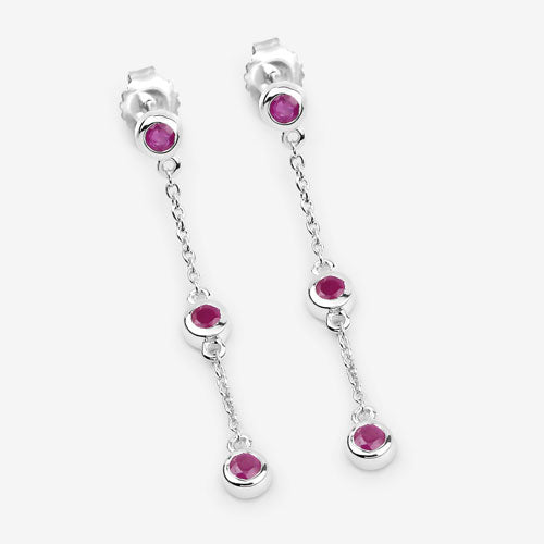 Boucles d'oreilles en argent sterling avec rubis véritable de 0,78 carat