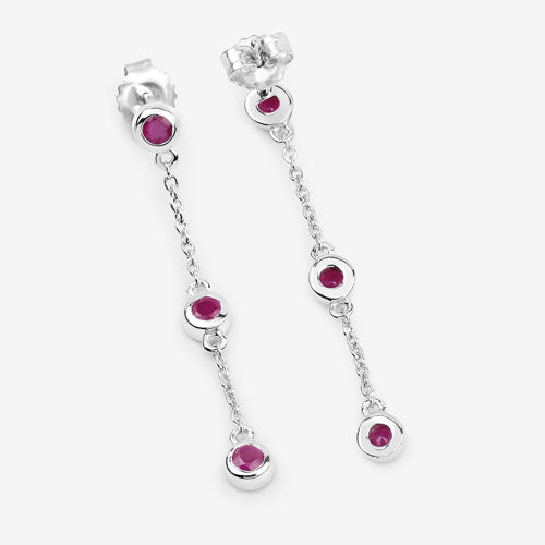 Boucles d'oreilles en argent sterling avec rubis véritable de 0,78 carat