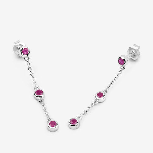 Boucles d'oreilles en argent sterling avec rubis véritable de 0,78 carat