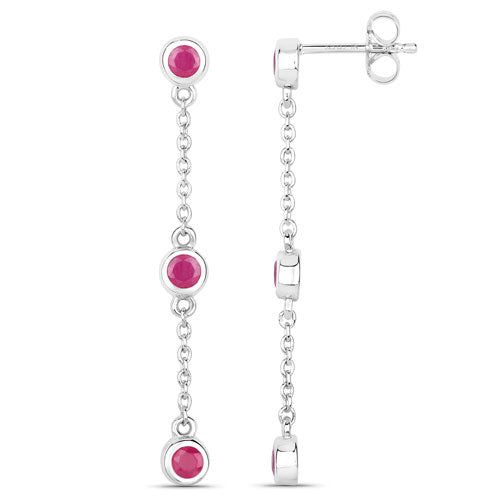 Boucles d'oreilles en argent sterling avec rubis véritable de 0,78 carat