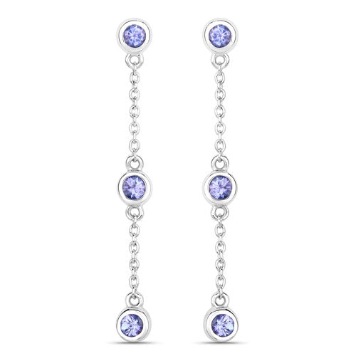 0.60 Carat Genuine Tanzanite Sterling Silver Earrings