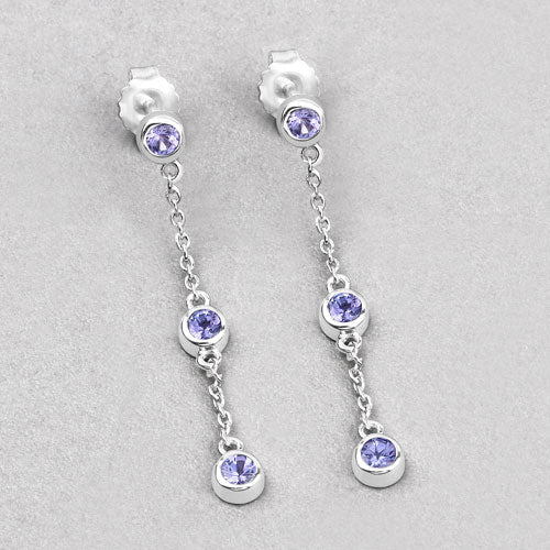 0.60 Carat Genuine Tanzanite Sterling Silver Earrings