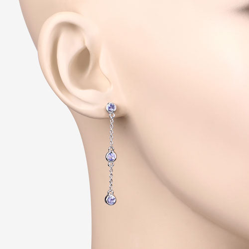 0.60 Carat Genuine Tanzanite Sterling Silver Earrings