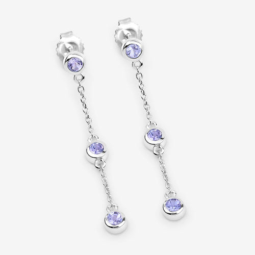 0.60 Carat Genuine Tanzanite Sterling Silver Earrings