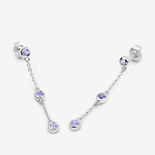 0.60 Carat Genuine Tanzanite Sterling Silver Earrings