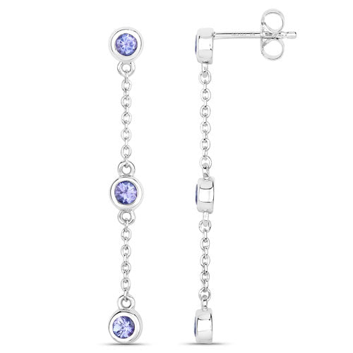 0.60 Carat Genuine Tanzanite Sterling Silver Earrings