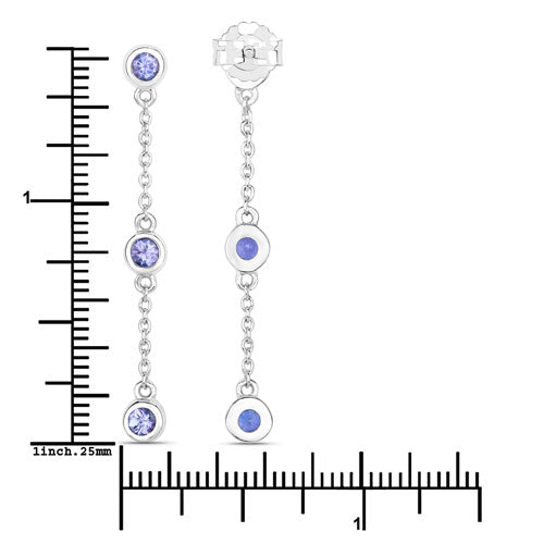 0.60 Carat Genuine Tanzanite Sterling Silver Earrings