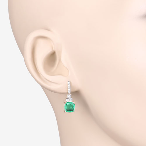 2.72 Carat Genuine Ethiopian Emerald & Diamond 14K Gold Earrings