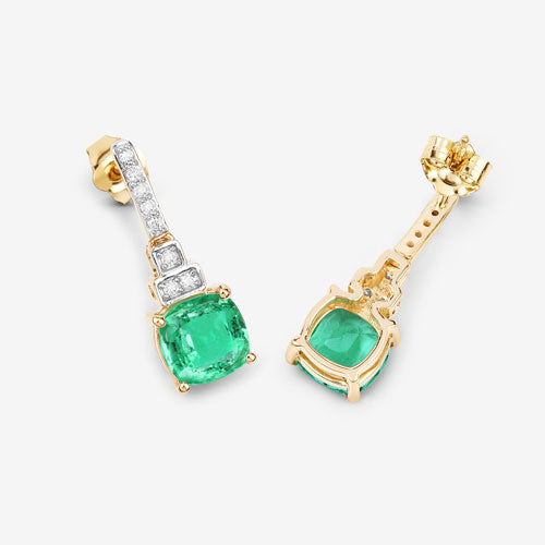 2.72 Carat Genuine Ethiopian Emerald & Diamond 14K Gold Earrings