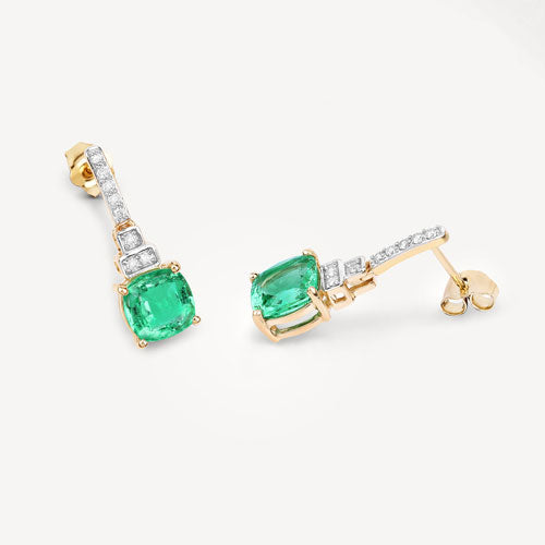 2.72 Carat Genuine Ethiopian Emerald & Diamond 14K Gold Earrings