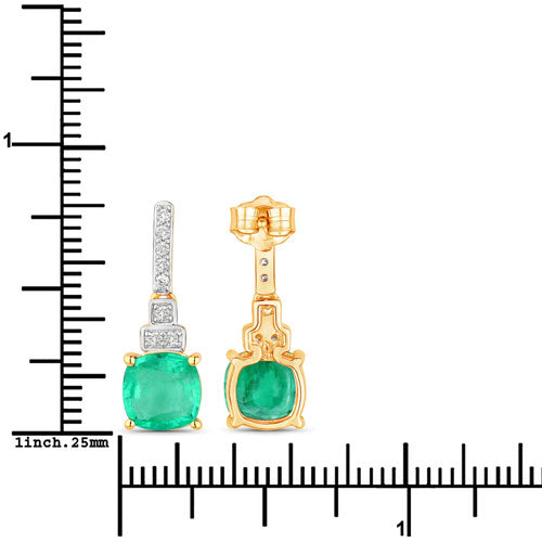 2.72 Carat Genuine Ethiopian Emerald & Diamond 14K Gold Earrings