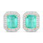 Boucles d'oreilles halo en émeraude éthiopienne et diamant de 2,99 carats