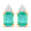 2.87 Carat Genuine Ethiopian Emerald and White Diamond Earrings