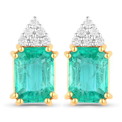 2.87 Carat Genuine Ethiopian Emerald and White Diamond Earrings