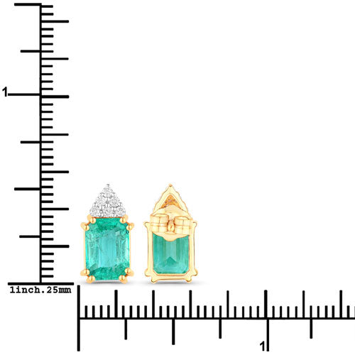 2.87 Carat Genuine Ethiopian Emerald and White Diamond Earrings